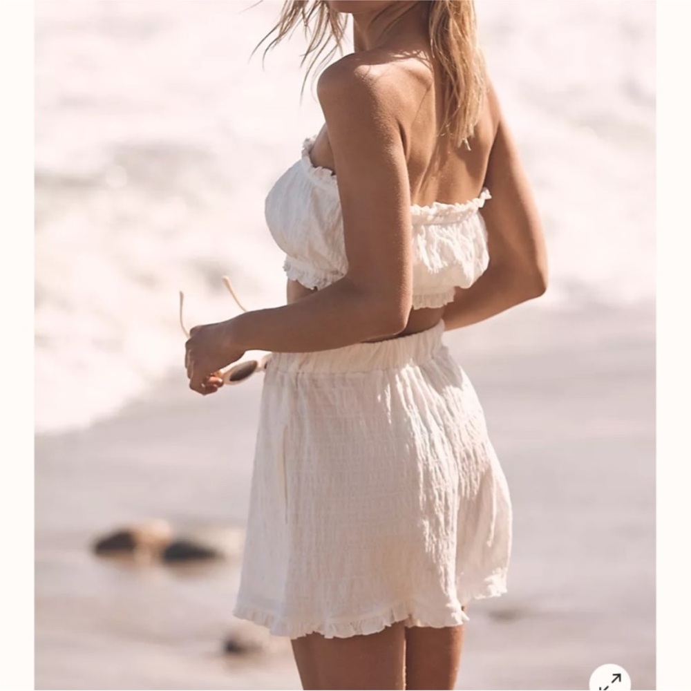Free People Twyla Beach Shorts Top Bandeau Bra Set M Ivory White Free-EST - Picture 5 of 15